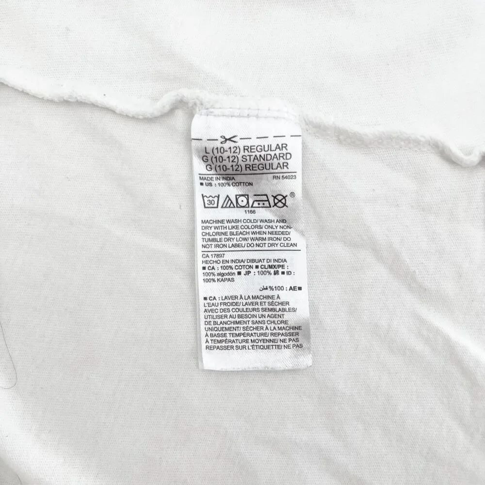 Old Navy Long Sleeve Top‎ Girls Kids L White Relaxed Fit Curved Hem Soft Casual